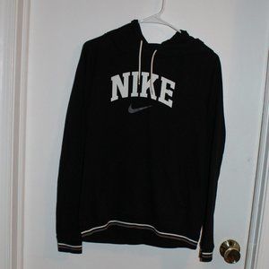 Nike Women's Hoodie Size Small in Black w/ Gray & White Stripe Hem $ Cuff